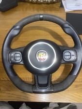 FIAT 500 ABARTH LEATHER ALCANTARA CARBON STEERING WHEEL COMPLETE 2016-2021 