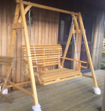 Wooden Swing Bench Rustic Garden 2 Seater Hammock Outdoor Hanging Patio Chair