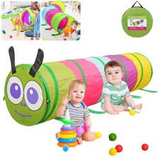Kids Children Pop Up Play Tent Caterpillar Crawl Tunnel Colorful Indoor/Outdoor