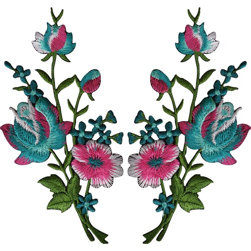 Pair flower embroidered - pair,