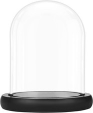 Glass Dome Cloche Bell Jar w/ Black Wooden Base 19.5cm -Display Case Belle Vous