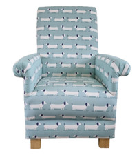 Nursery Armchair Duck Egg Fryetts Hound Dogs Dachshund Fabric Adult Chair Puppy