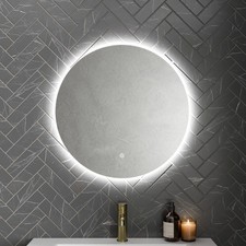 Round LED Mirror Bathroom Backlit Touch Demister Pad Mains Powered 600x600mm