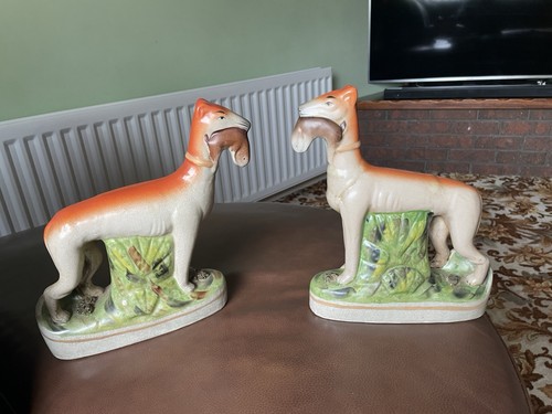 Pair ceramic greyhounds - pair, of
