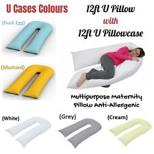 Hollowfibre 12ft U Pillow with FREE Case FULL Body Maternity Pregnancy Support.