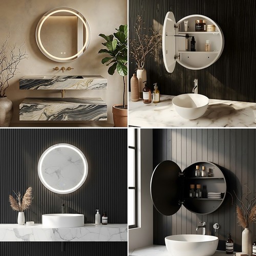 Round led bathroom mirror - round,