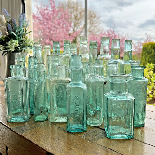 Mixed clear aqua green - mixed, glass