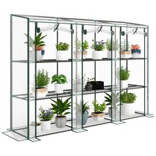 Outsunny 3 Tier Lean-to Mini Greenhouse with Plastic Cover, Clear