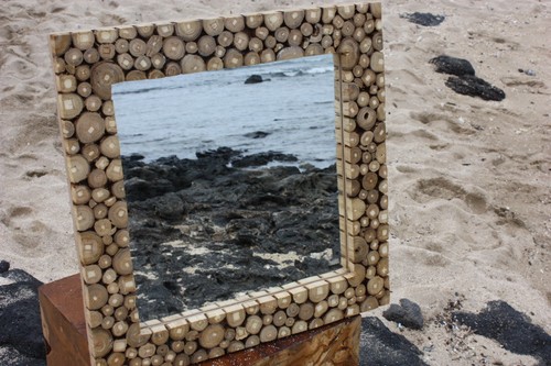Teak root mirror - teak, 20"x20"