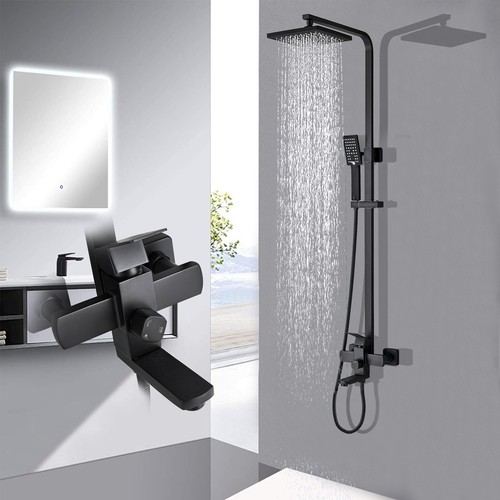 Black bathroom exposed shower - black,