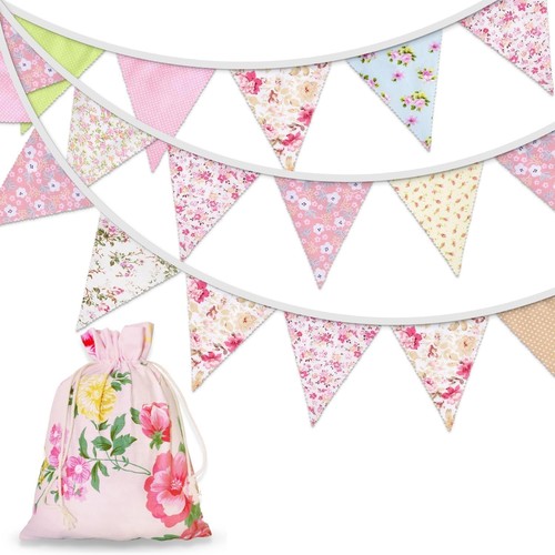 Floral fabric bunting flags - fabric,