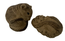 Poole Pottery Stoneware Mice x 2 - Vintage - Brown - 1 Sleeping - Pre Loved