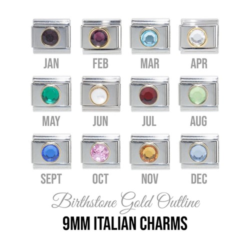 Birthstone with gold rim 9mm