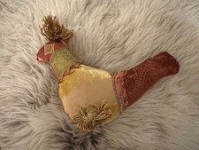 Vintage Antique Fabric Textile Christmas Victorian Bird Decoration