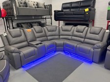 Oxford Electric Corner Recliner Sofa Grey with Cup Holders & USB ports