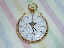 SEWILLS MOONPHASE CHRONOGRAPH ETA 7760 GOLD PLATED POCKET WATCH IDEAL PRESENT