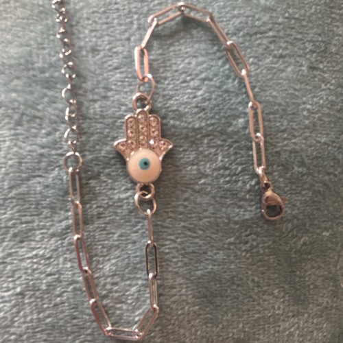 Silver bar link chain bracelet - bar,
