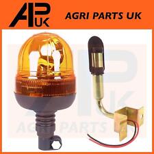 Flashing Amber Beacon Tractor Warning Light & 90 Degree DIN Straight Pole Mount