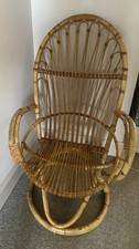 Vintage Retro Rattan Bamboo Cane Tiki Boho Occasional Tub Armchair