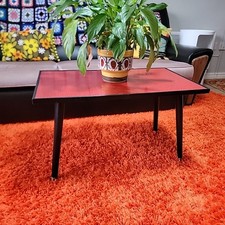 1960s 1970s Vintage Melamine Top Coffee Table Red Retro MCM