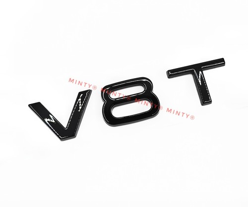 V8t glossy black letters car - black,