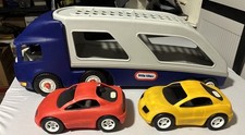 Little Tikes Car Carrier Big Blue Large Semi Truck Trailer Hauler 2 Cars Retired