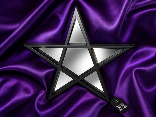 Black framed pentagram mirror - framed,