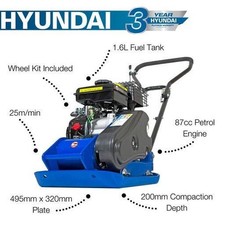 Hyundai 50kg 32cm 78.5cc Petrol Plate Compactor Wheel Kit & Paving Pad  HYCP5030