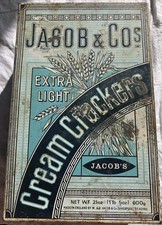 Large Vintage Jacobs & Co xtra Light Cream Crackers 1lb 5oz Advertising Tin 250