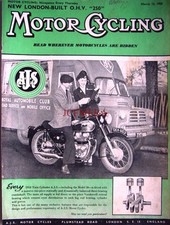 A.J.S 'Model 30' Motorcycle 13/03/58 ADVERT RAC Mobile Van; Magazine Cover Print