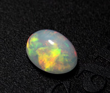 7x5 mm Natural Ethiopian Multi Fire Black Opal Oval Cabochon Loose Gemstone B-40