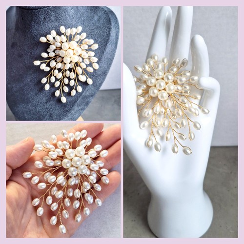 Elegant pearl brooch gold tone - elegant,