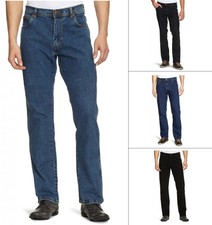 Wrangler Texas Stretch Jeans Regular Fit New Mens Black Blue Darkstone Denim