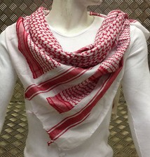 100% Cotton Shemagh / Arab Scarf / Pashmina / Wrap / Sarong. Red & White - NEW