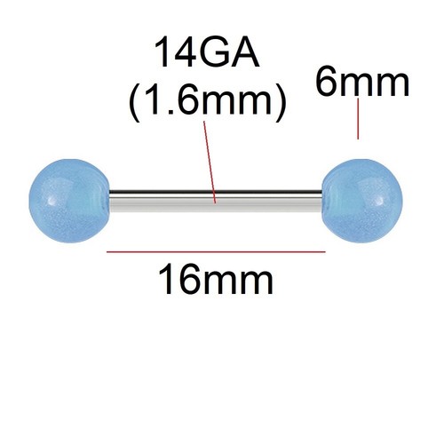 14g 16mm tongue - 1.6, blue
