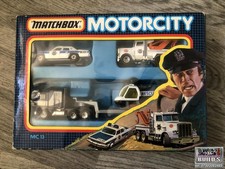 Matchbox MC13 Motorcity Set, Police Car, Recovery Truck, Low Loader, Helicopter