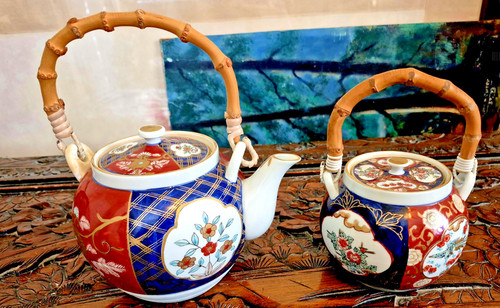 Japanese gold imari tea pot - imari,