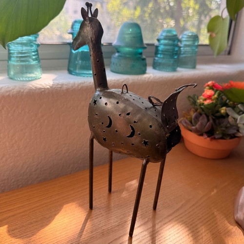 Vintage metal giraffe candle - giraffe,