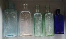 VINTAGE Glass Bottles x 5