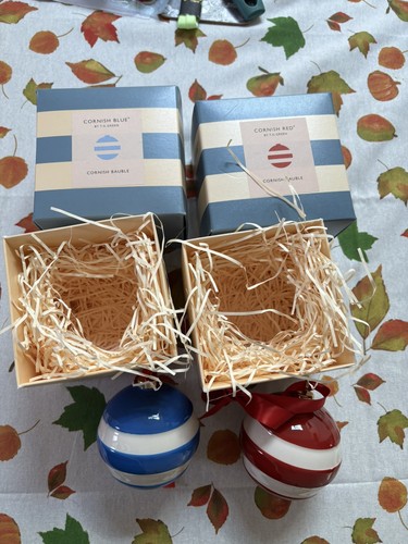 Cornishware red and - blue, large