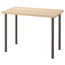 NEW IKEA White Stained Oak Effect Desk Lightweight Table Adjustable 100x60 cm