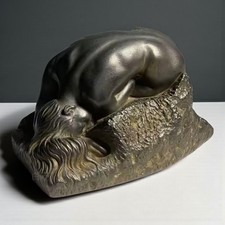 Curled Nude Stone Sculpture / Stone Carving Curled Nude Figure Art Deco