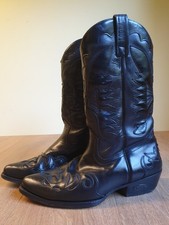 Loblan Black Leather Cowboy Boots Size 43, UK 9 Mens Boots.