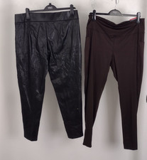 M&S 2Pcs Bundle Size 18 Brown Active & Black Faux Leather Leggings NEW F2