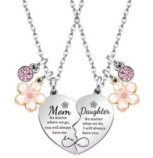2 Pcs Mother Daughter Heart Matching Necklace Gifts For Mum Mothers Birthday UK