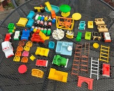 Vintage Fisher-Price Little People plastic collection inc. 17 figures + vehicles