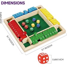 Wooden Dice Board Game Shut The Box for 4 Players Flaps & Dices Game Parent-chi*