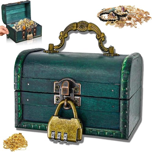 Vintage wooden treasure chest - treasure,