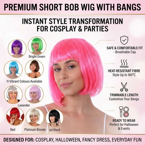Short bob wig with bangs - short,