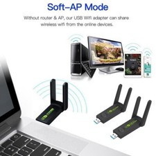 WiFi USB Adapter Dual Band 2.4G/5Ghz Wi-Fi Dongle 600/1300 X0T0 O2R8 I2O1 W K6L6